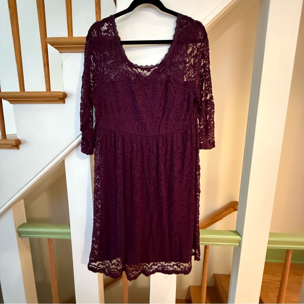 Torrid Purple 3/4 Sleeve Scoop Neck Sundress